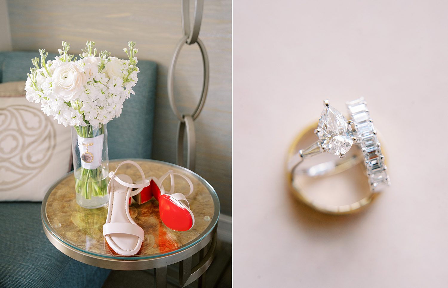 bride's shoes and jewelry for Florida wedding day
