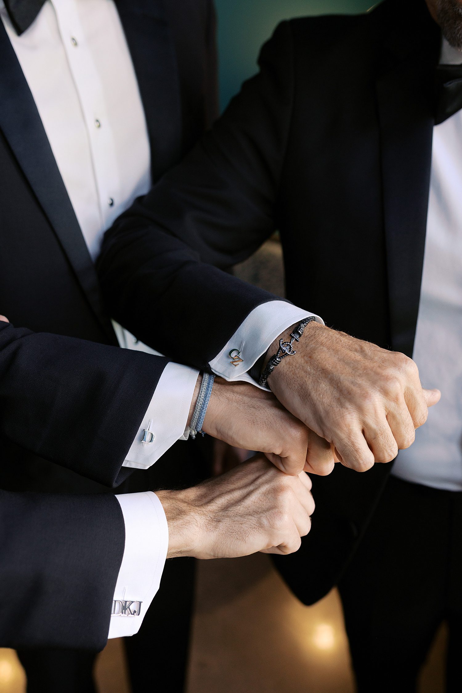 dad, brother, and groom show off custom matching bracelets 