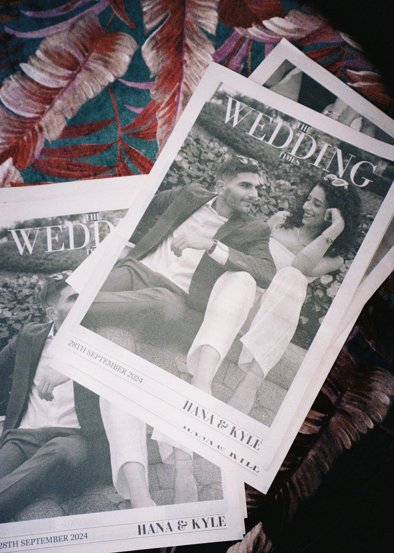 view of custom newspaper for wedding day in Miami FL