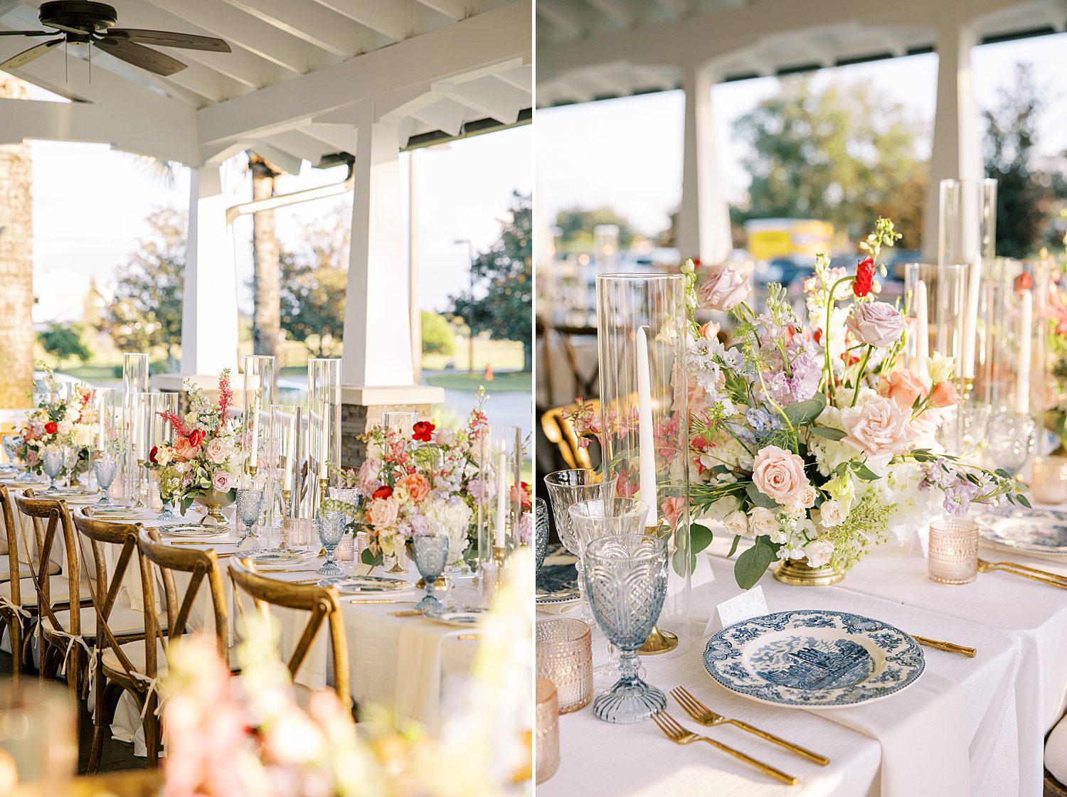 al fresco wedding reception on patio at Stonelake Ranch