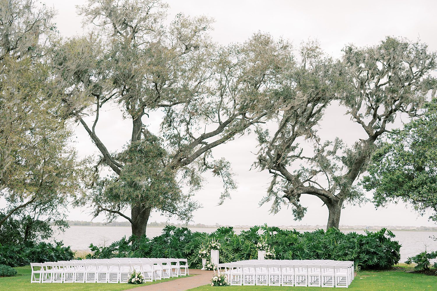 Outdoor ceremony facing the lake 