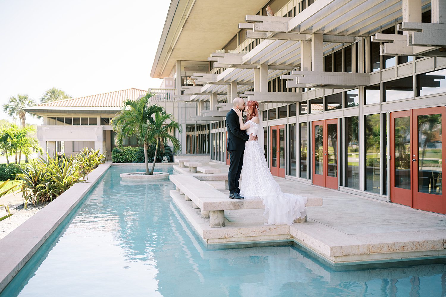 The Poynter Institute Wedding portraits by reflection pool