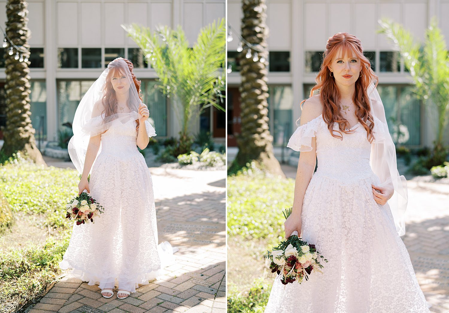 bridal portraits outside The Poynter Institute in St. Pete