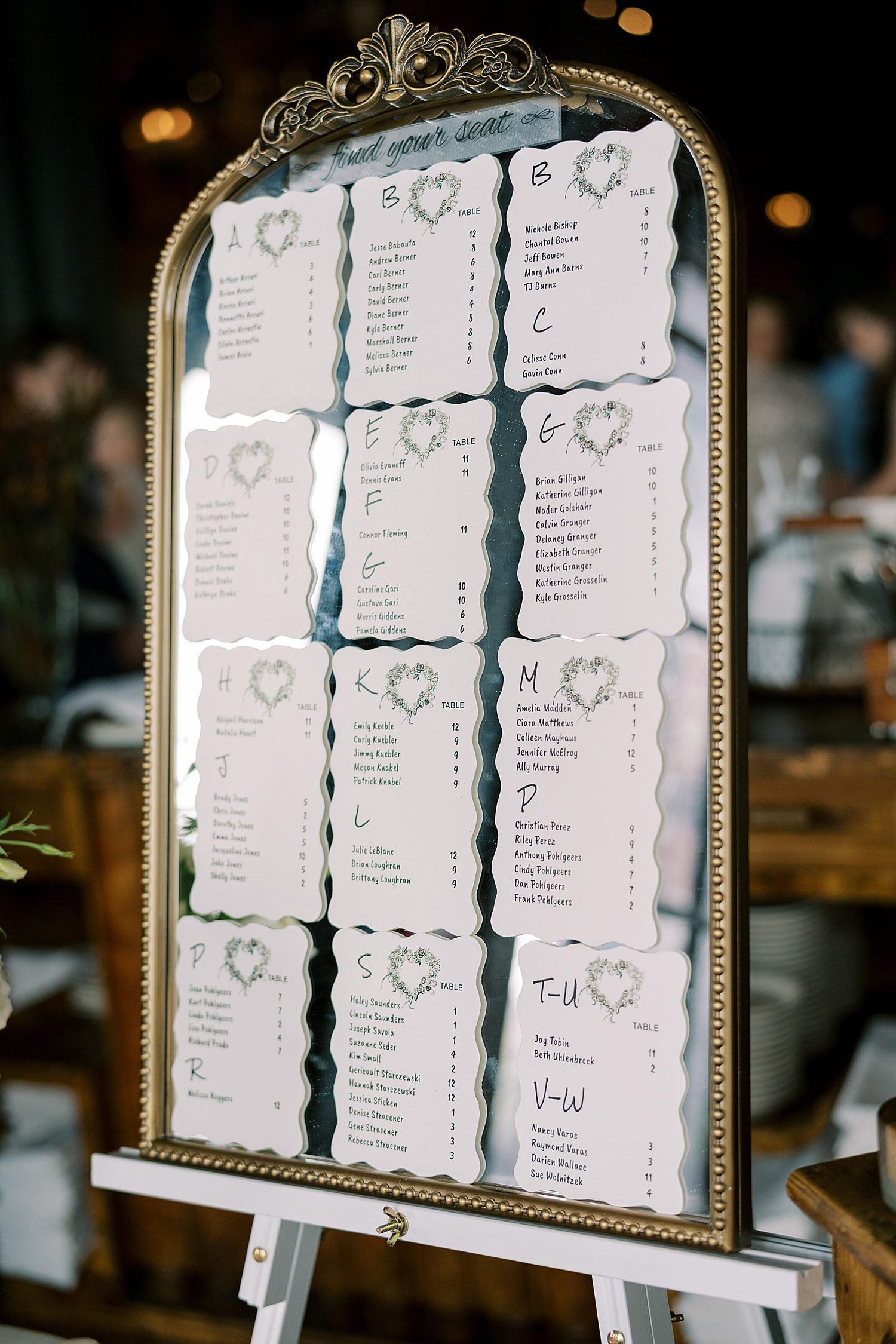 seating chart from Le Meridien Tampa Wedding