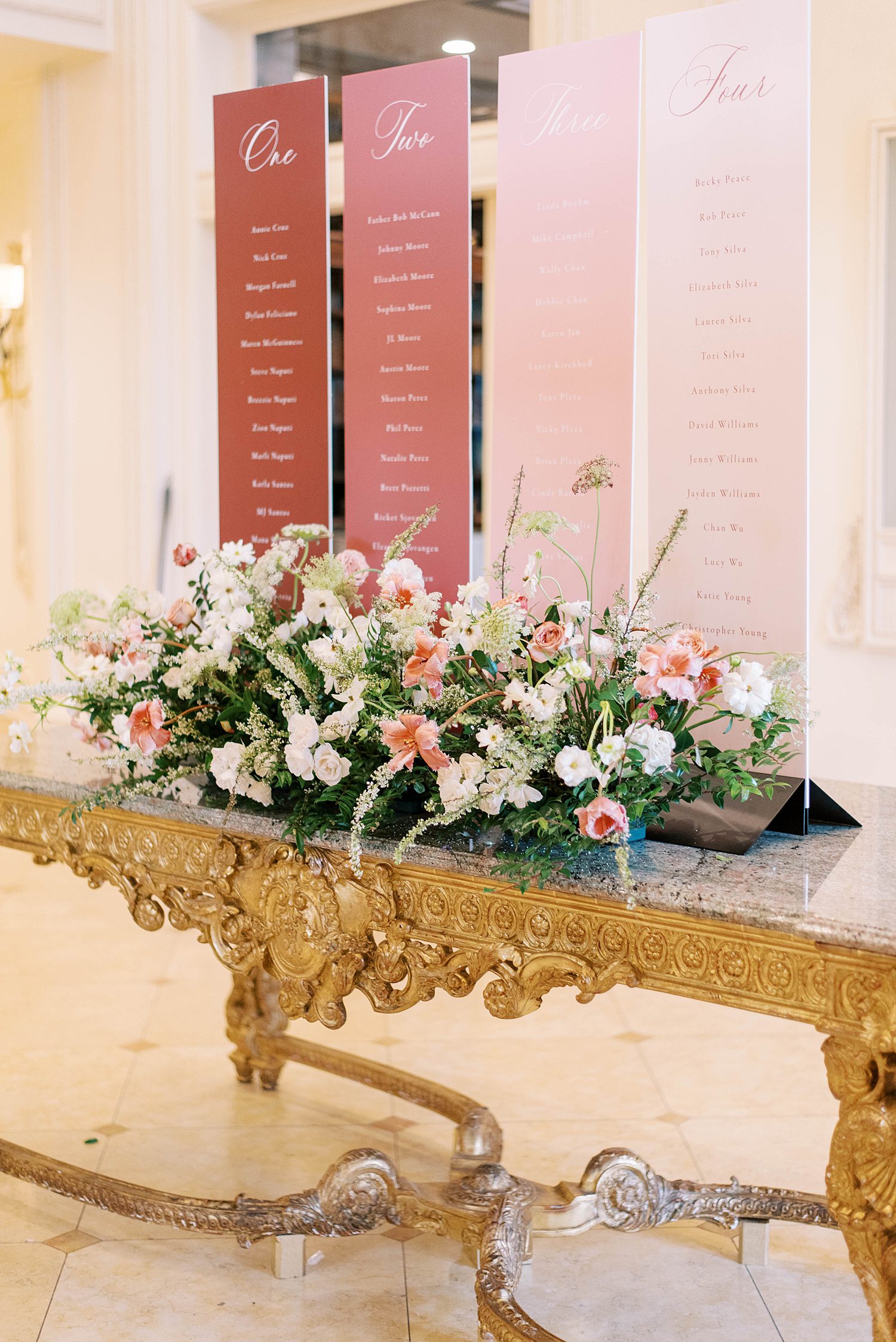 ombre pink seating chart