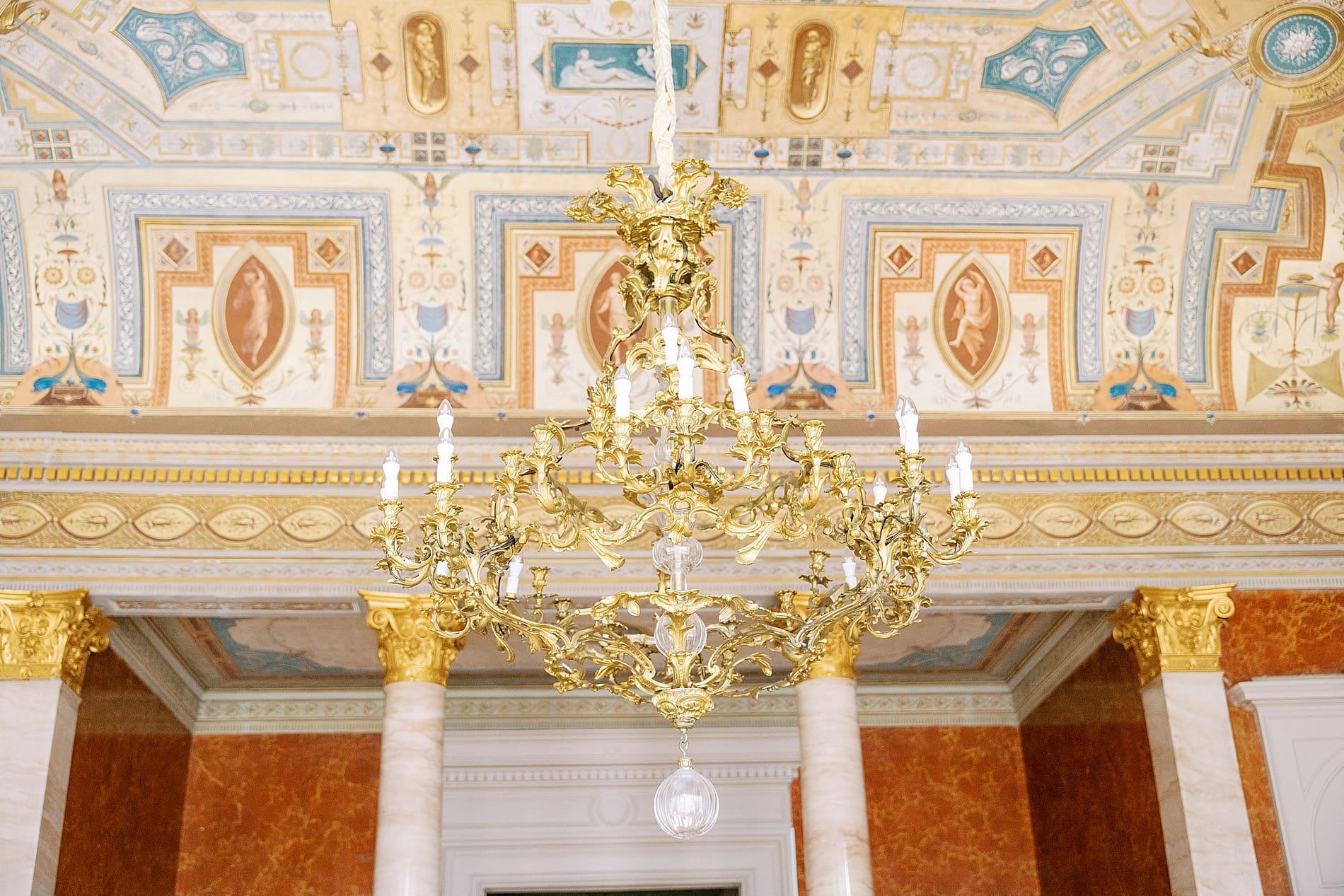 intricate details on ceiling of luxury Lake Como wedding venue   