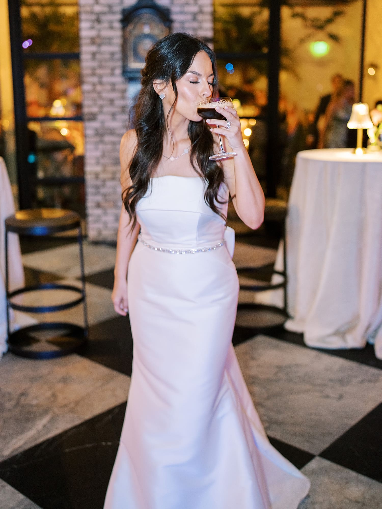 bride sips drink