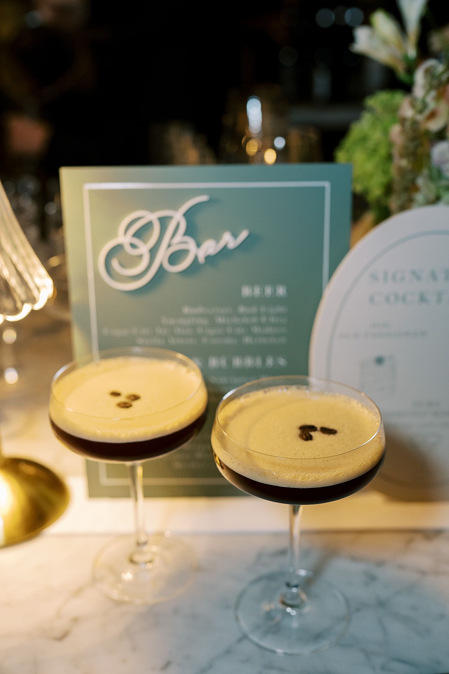 bar sign with signature drink 