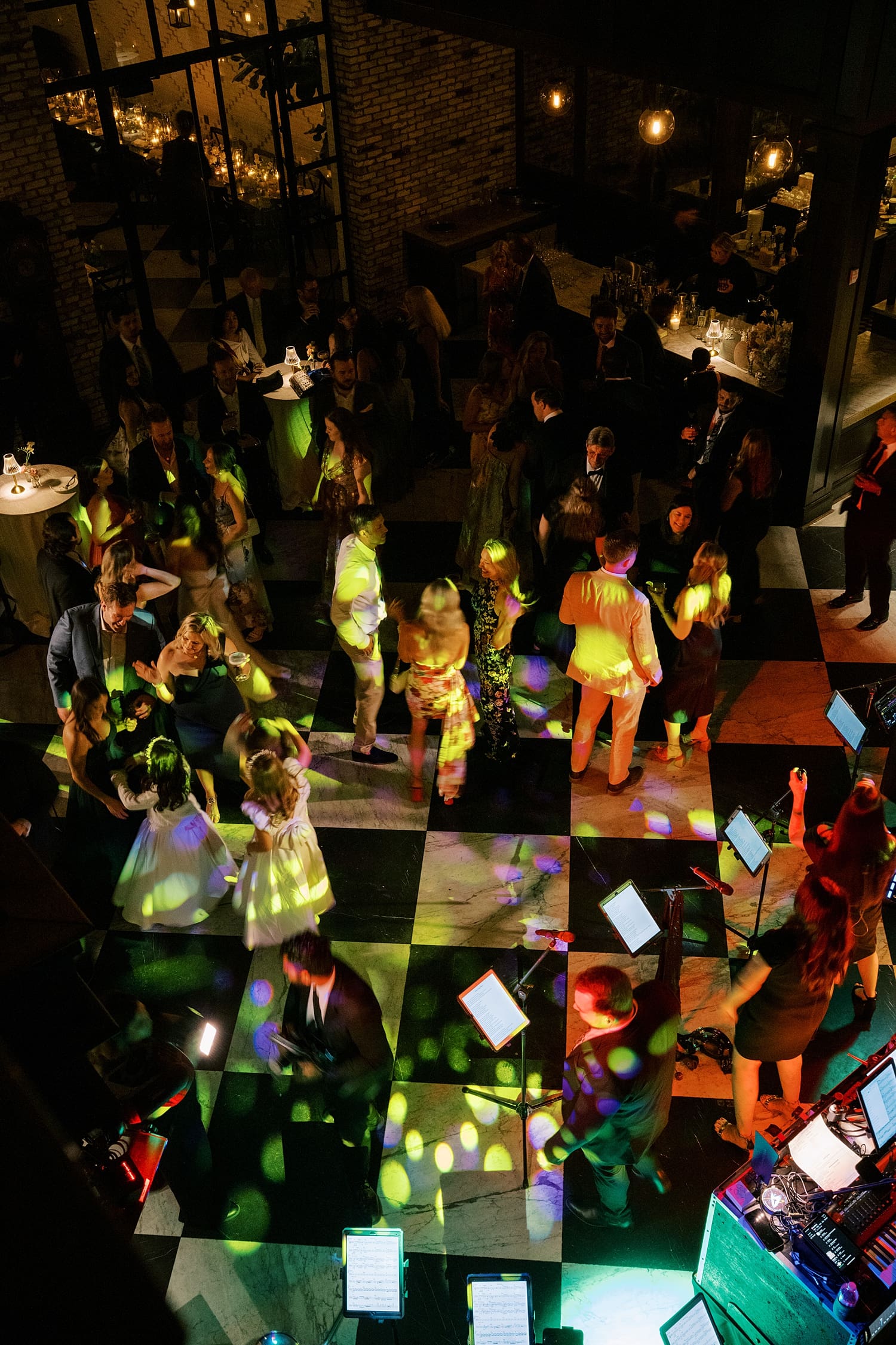 wedding guests on dance floor