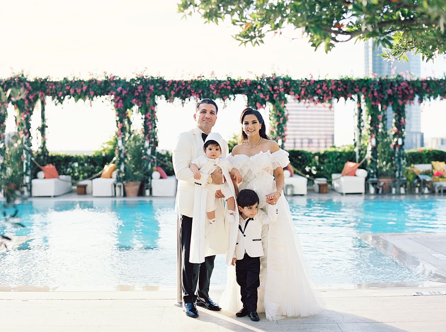 family portraits by pool area at The Tampa Edition 