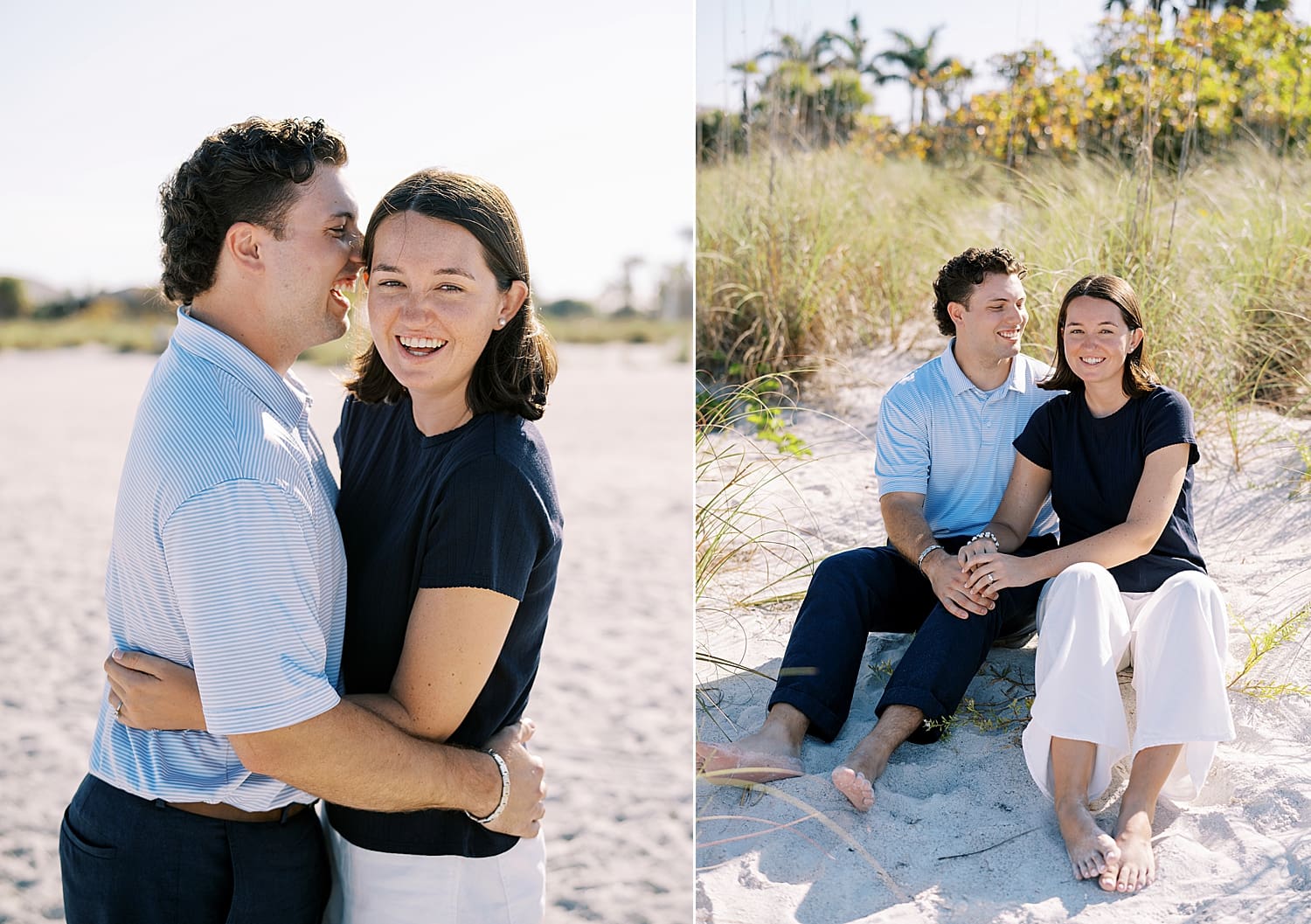 genuine and candid engagement photos on beach in Tampa