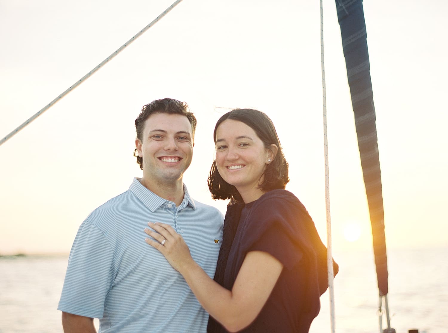 sunrise Sailboat Engagement Photos on the water in Tampa