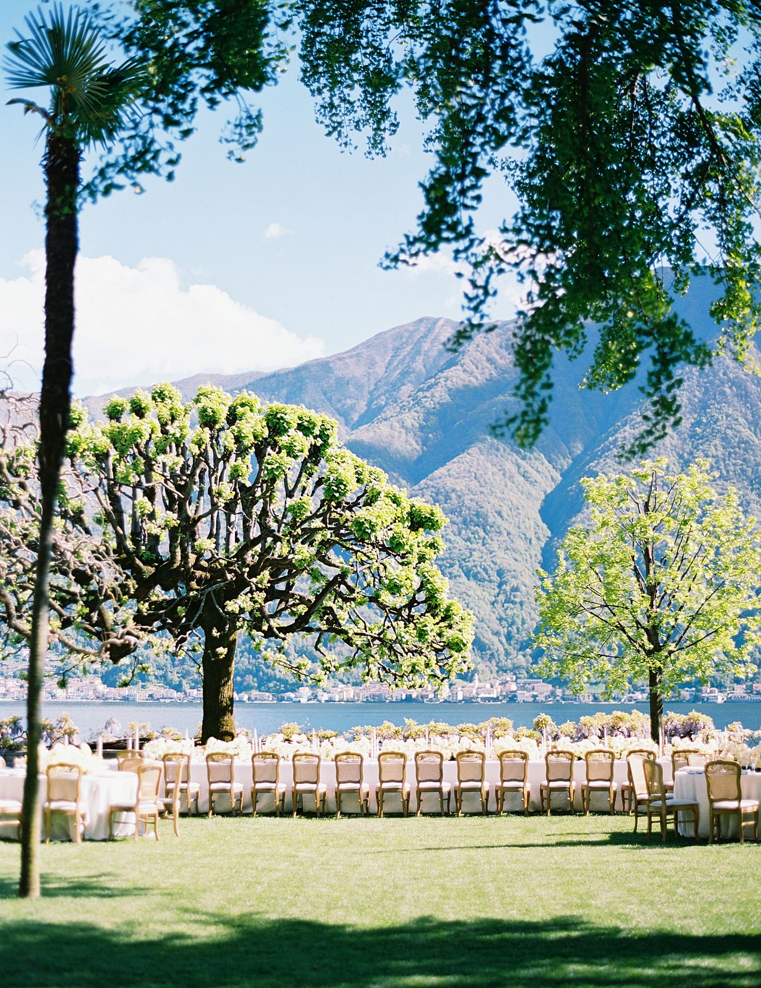 outdoor garden wedding reception at Villa Balbiano, A Glamorous Italy Wedding Venue
