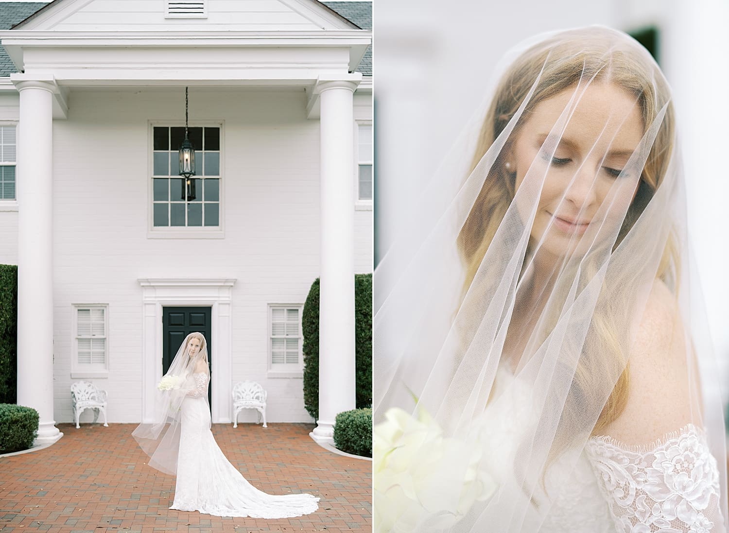 bride portraits with veil on