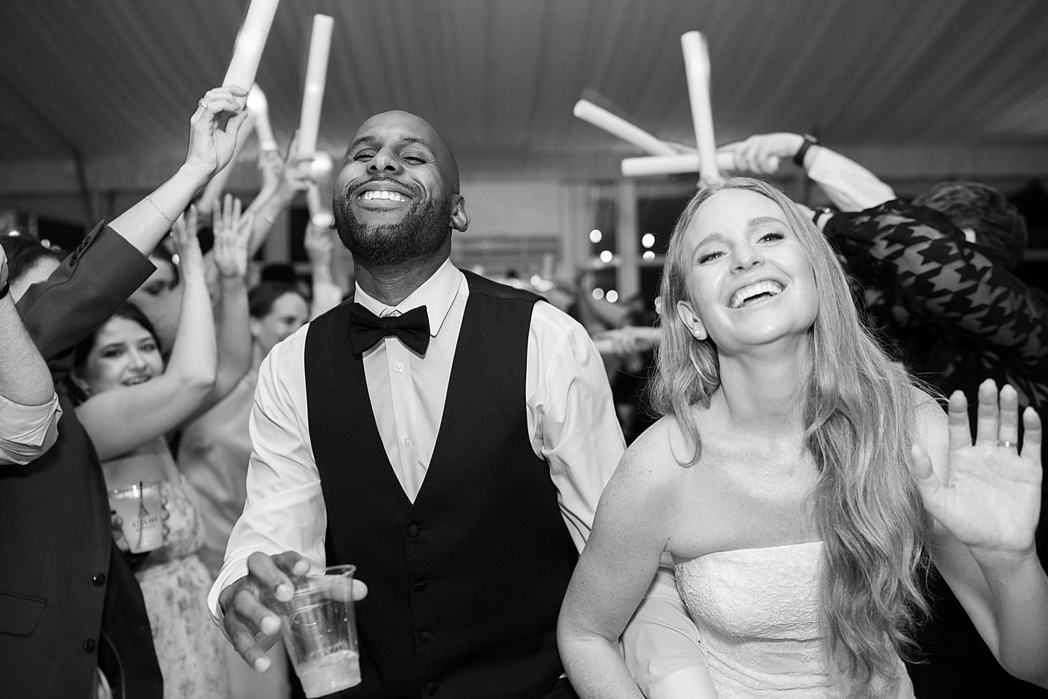 bride and groom dancing at wedding reception