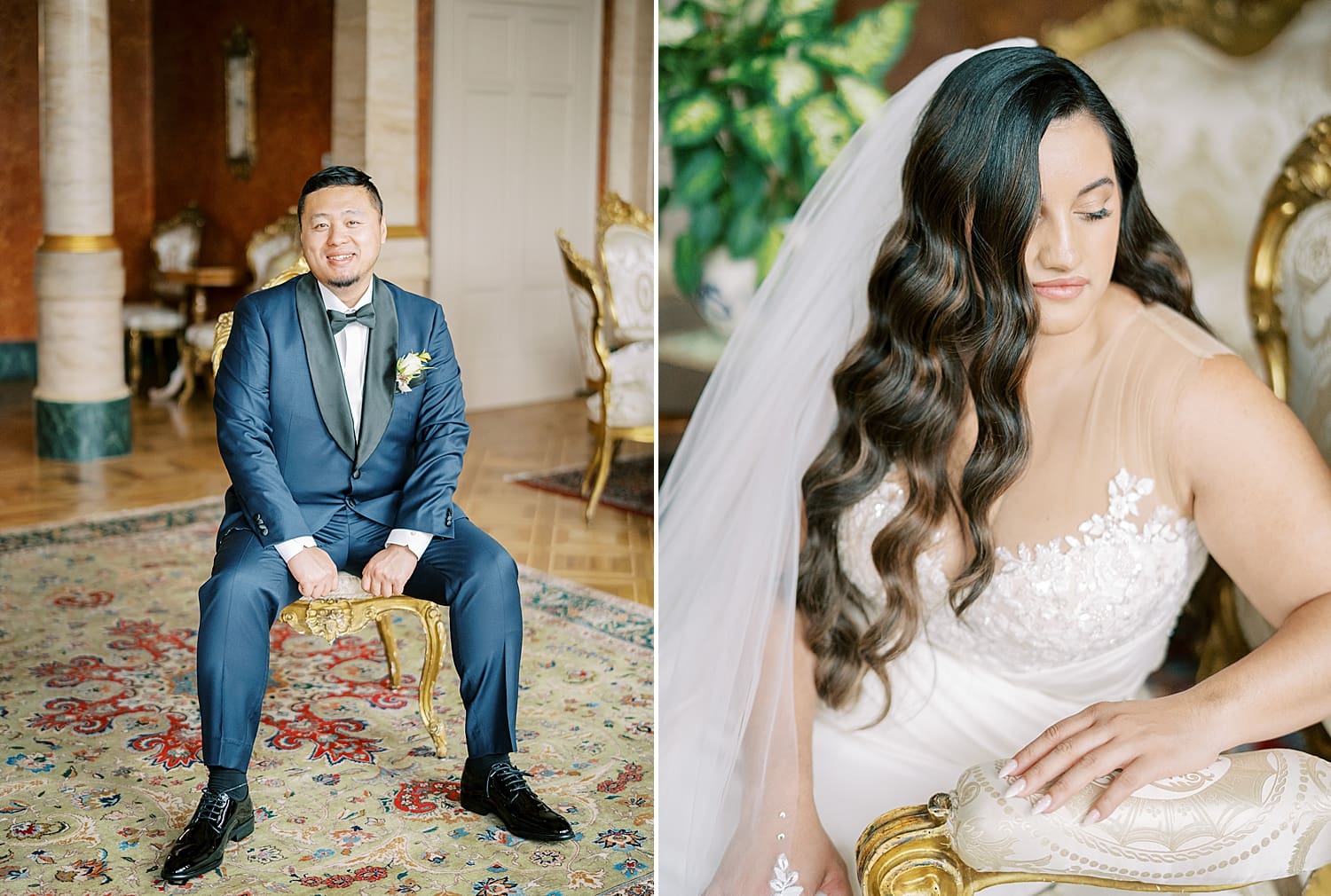 bride and groom in wedding attire
