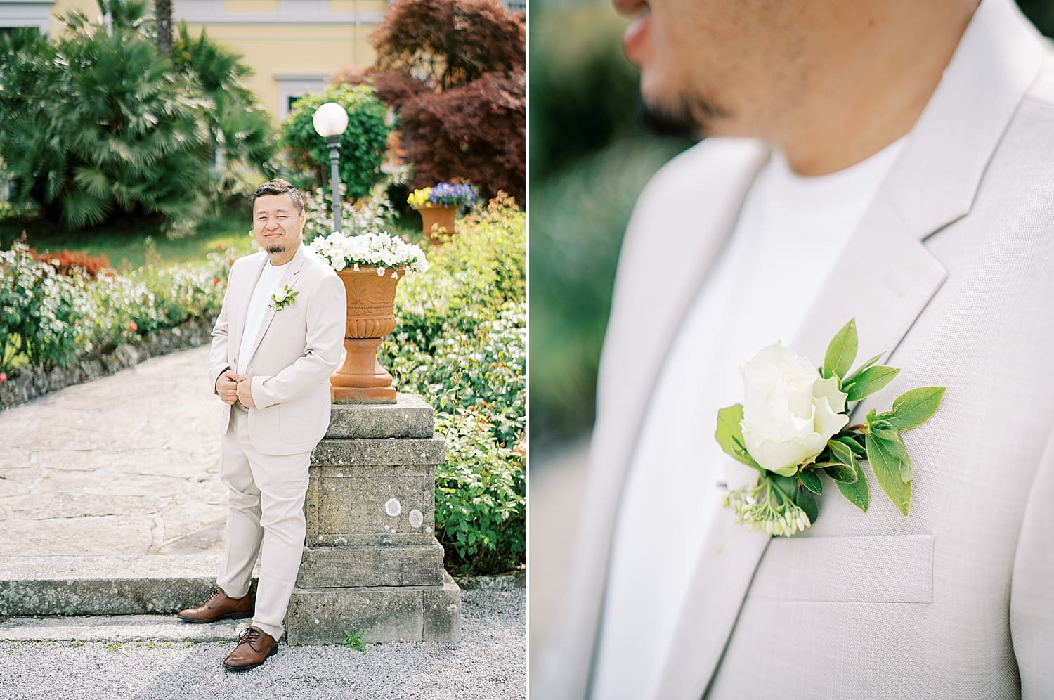 man in grey suit at Villa Serbelloni